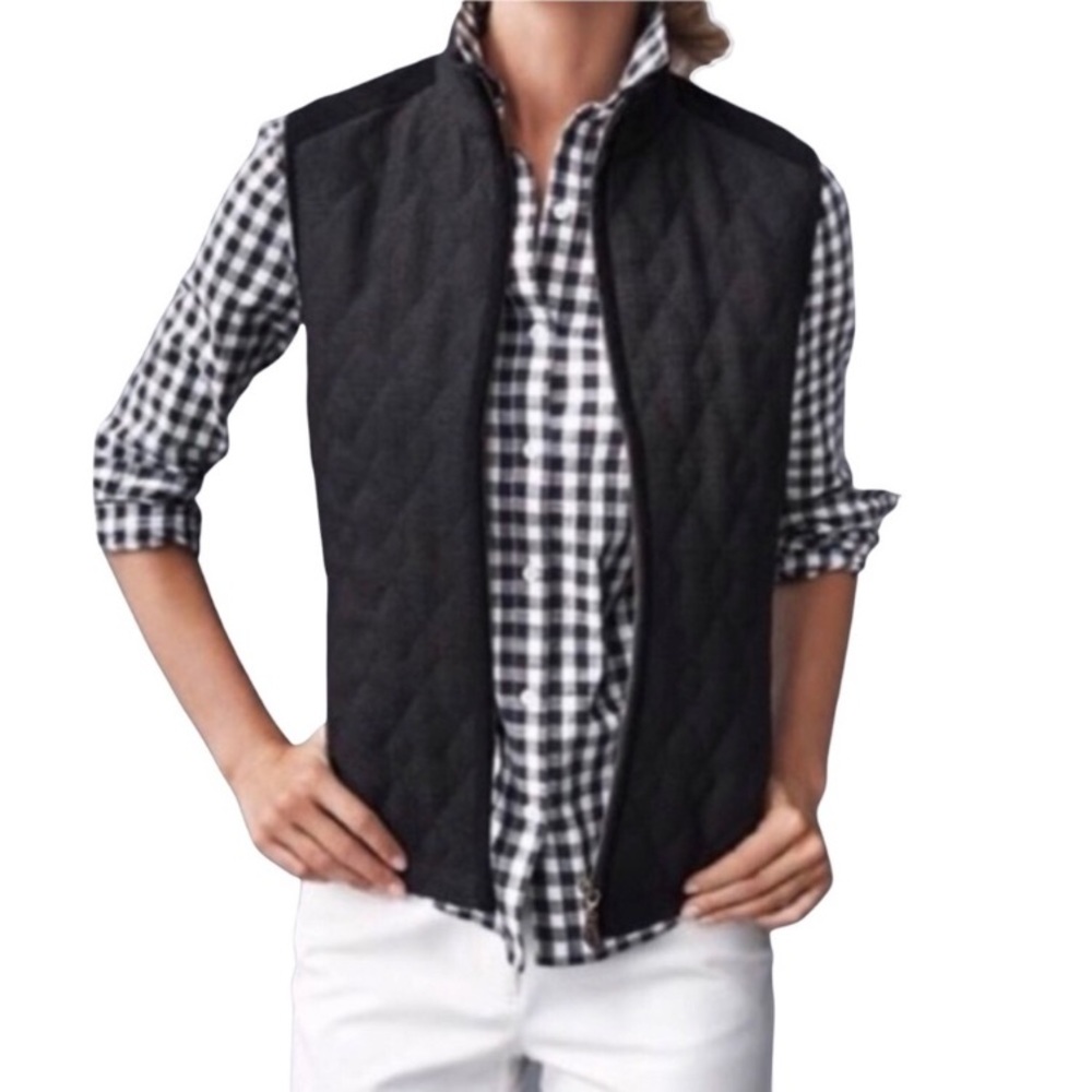 J McLaughlin Bennett Tweed Full Zip Quilted Vest Extra Small Layering